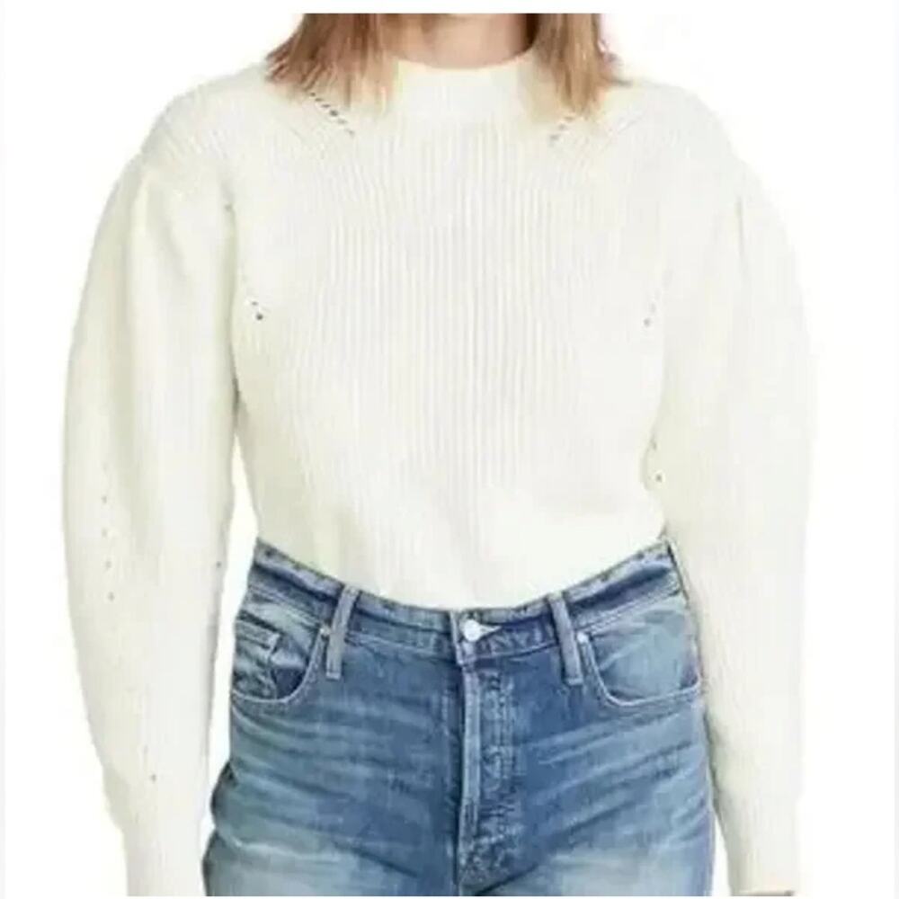 English Factory Sweater Ivory Puff Sleeve XS NWT
